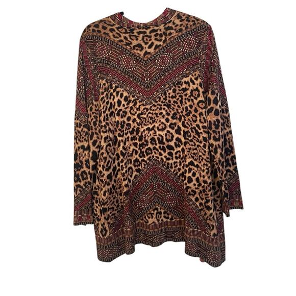 Ruby Rd. Open Front Animal Print Cardigan Sweater Large - Picture 4 of 8